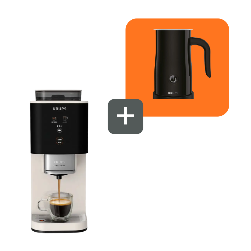 Moulinex Pack Cafetera Coffee Crush Ivory + Espumador de Leche