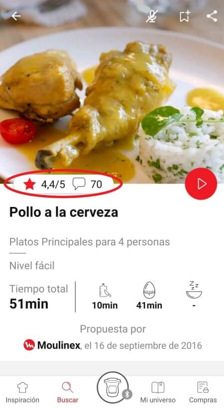 highlighting rating & comments feature from recipe page in the Companion app