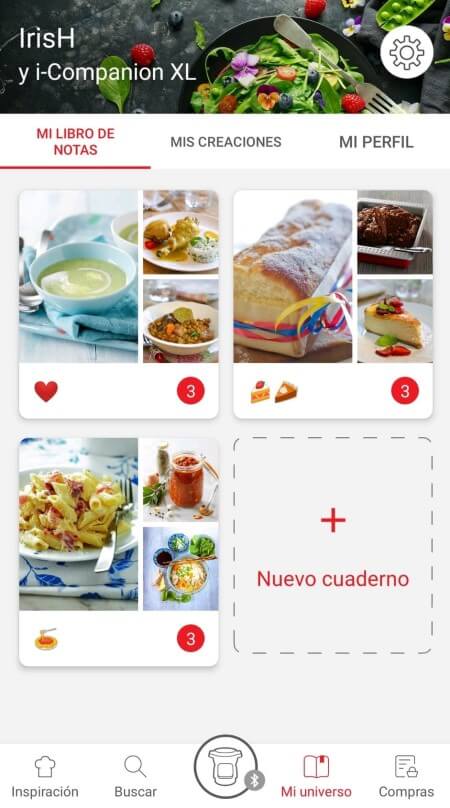 recipes booklets page in the Companion app